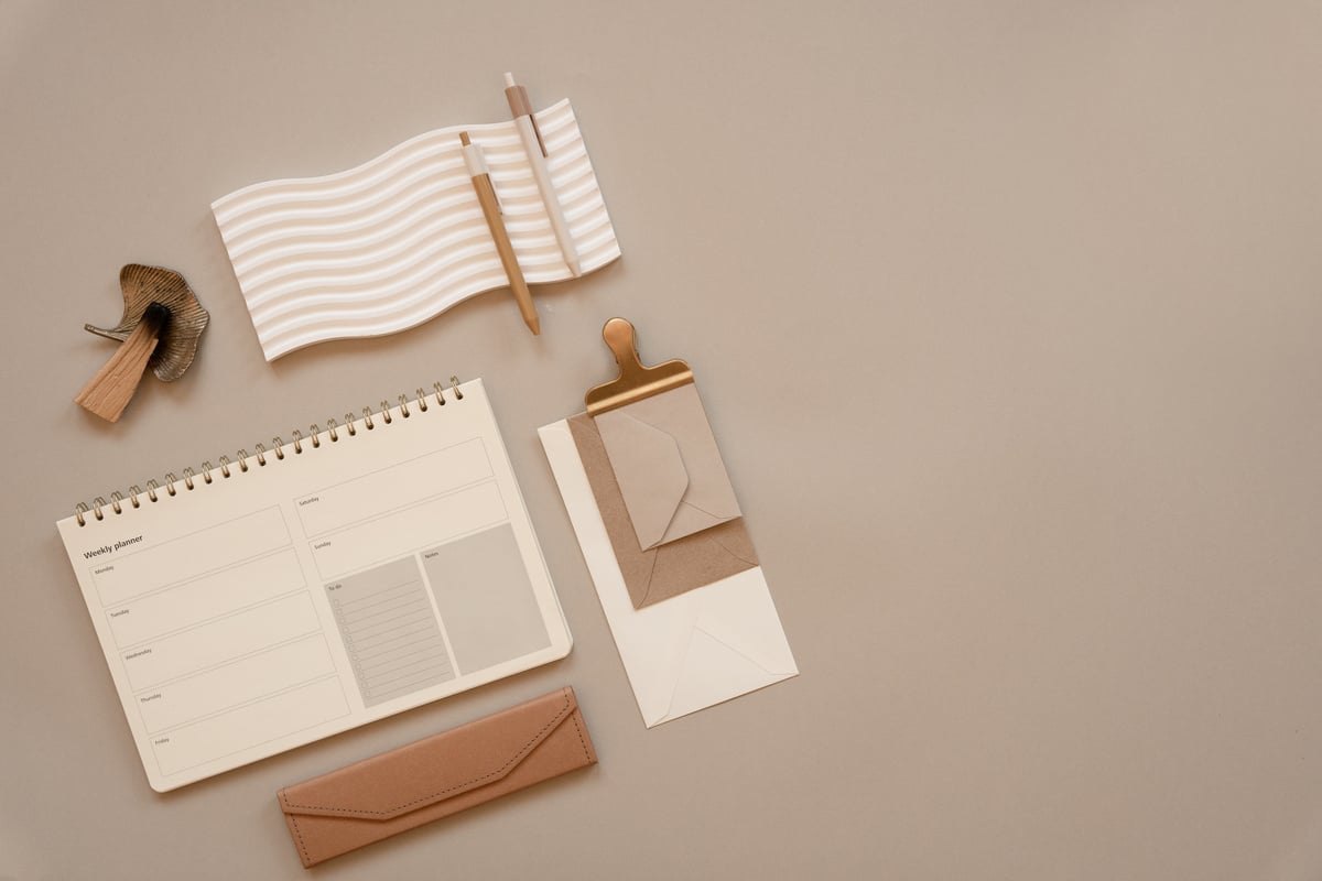 Elegant Office Flatlay of Office Accessories